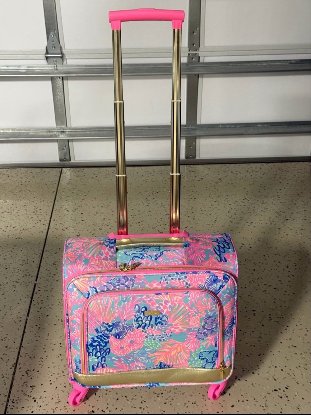 Lilly Pulitzer Pink Floral Rolling Carry-On